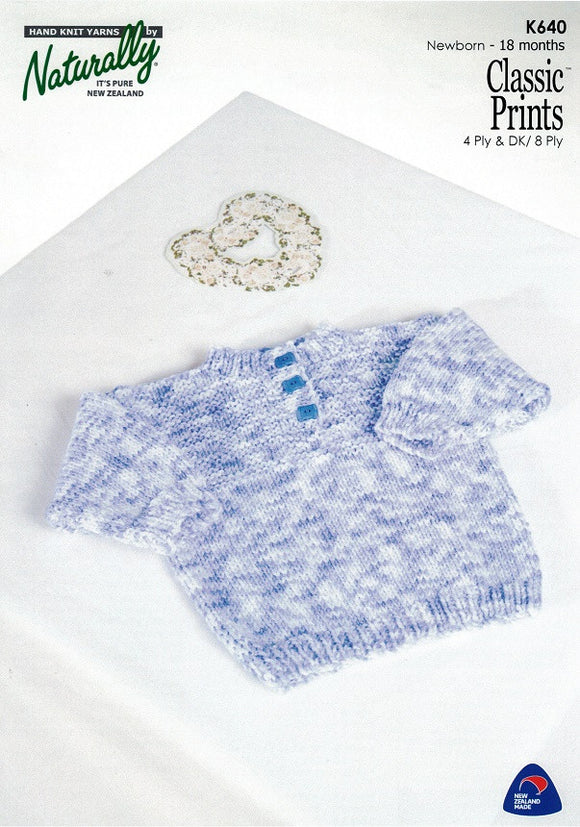 Naturally Knitting Pattern K640 - Babies Pullover with button front in 8-ply / DK