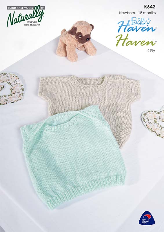 Naturally Knitting Pattern K642 - Two Baby singlets in 4-ply / Fingering for ages Newborn to 18 months