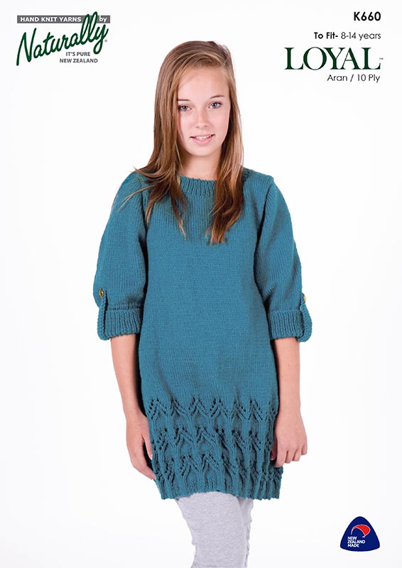 Naturally Knitting Pattern K660 - Girls Tunic / Dress for ages 8-14 in 10-ply / Worsted-weight