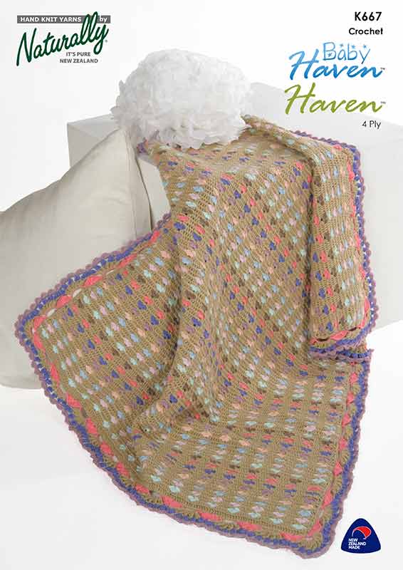 Naturally Crochet  Pattern K667 - Adorable Crocheted Baby Blanket in 4-ply / Fingering