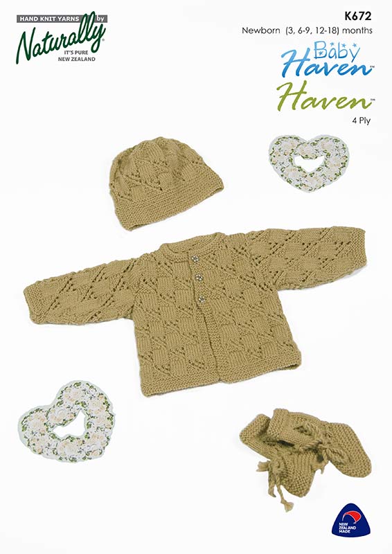 Naturally Knitting Pattern K672 - Babies Jacket, Hat & Booties in 4-ply / Fingering for ages Newborn to 18 months