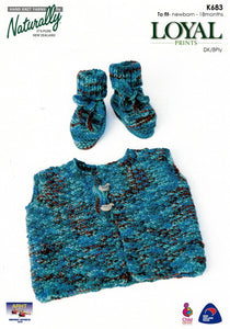 Naturally Knitting Pattern K683 - Babies Vest and Booties in 8-ply / DK