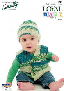 Naturally Knitting Pattern K729 - Childrens Vest and Hat in 8-ply / DK for Ages Newborn to 4 years
