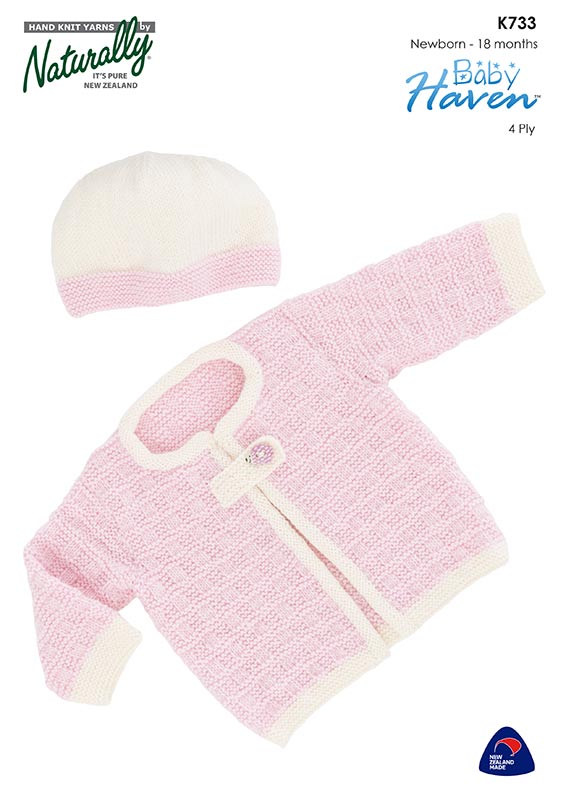 Naturally Knitting Pattern K733 - Babies Jacket & Hat for 0-18 months in 4-ply / Fingering weight