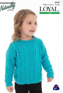 Naturally Knitting Pattern K737 - Babies/Childrens Pullover in 4-ply / Fingering for ages 6 months to 4 years