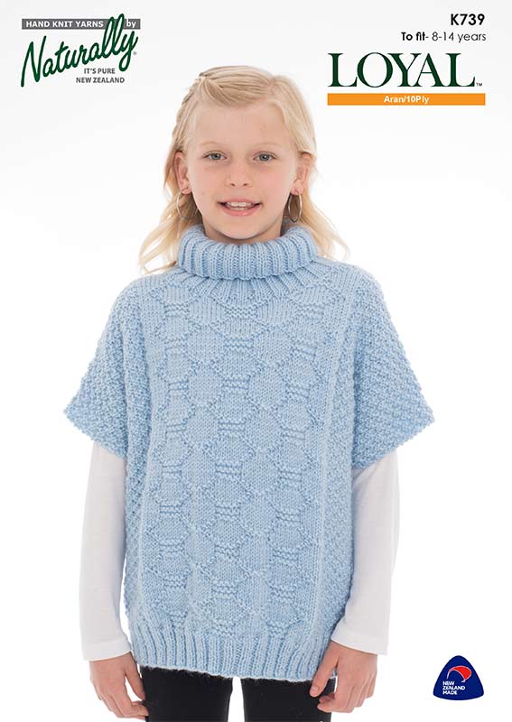 Naturally Knitting Pattern K739 - Girls Tunic for ages 8 - 14 in 10-ply / Aran Weight for Ages 8-14