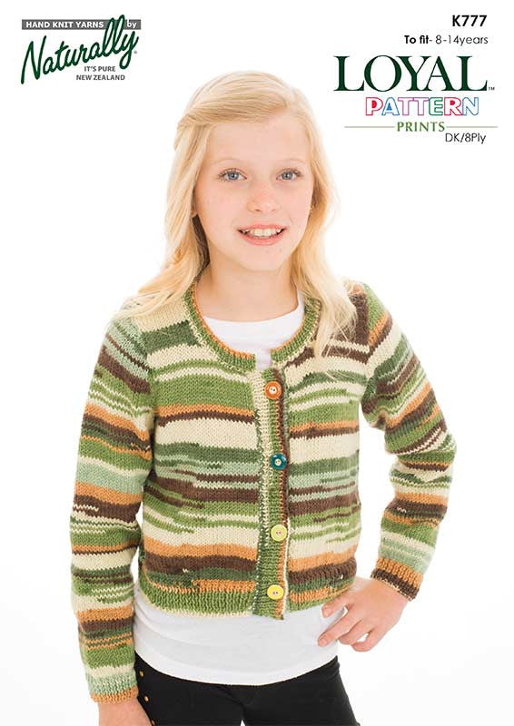 Naturally Knitting Pattern K777 - Girl's Cropped Cardigan in 8-ply / DK for ages 8 - 14