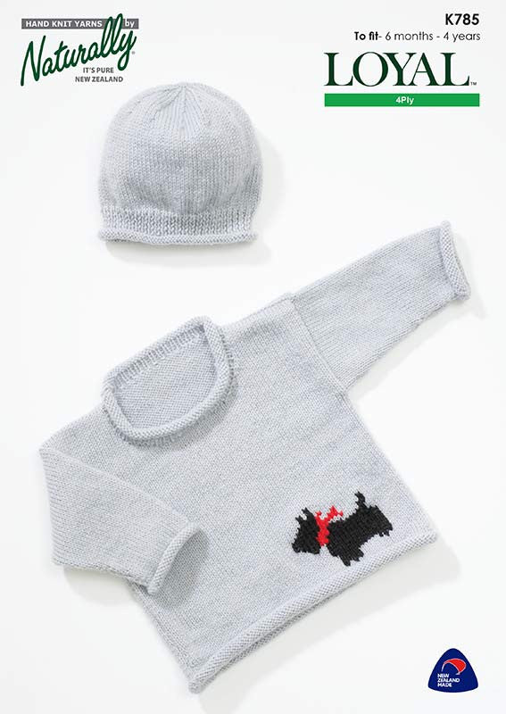 Naturally Knitting Pattern K785 - Babies/Childrens Pullover and Hat in 4-ply / Fingering for ages 6 months to 4 years