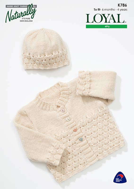 Naturally Knitting Pattern K786 - Babies/Childrens Lacey Cardigan and Hat in 4-ply / Fingering for ages 6 months to 4 years