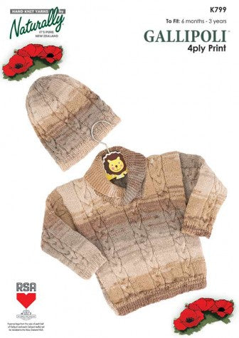 Naturally Knitting Pattern K799 - Babies / Childs Pullover and Hat in 4-ply / Fingering for ages 6 months to 3 years