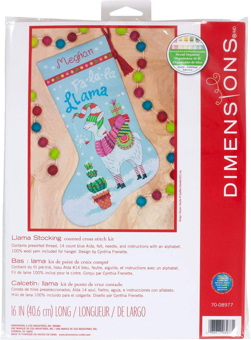 Dimensions Counted Cross Stitch Kit - Christmas Stocking Llama in Winter