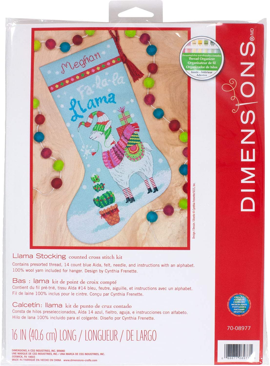 Dimensions Counted Cross Stitch Kit - Christmas Stocking Llama in Winter