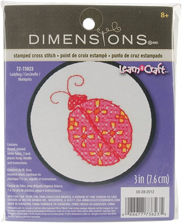 Dimensions Learn A Craft Stamped Cross-Stitch Kit - Lady Bug (includes hoop!)