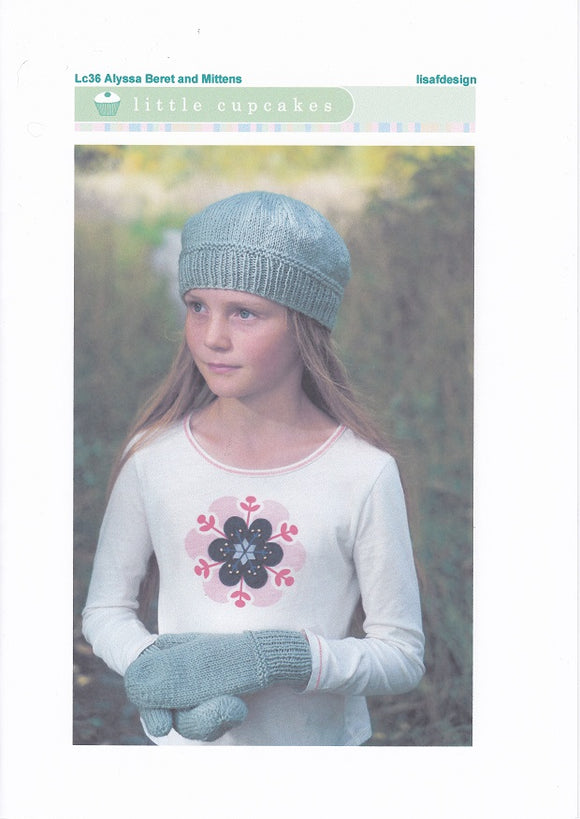 Lisa F Design Knitting Pattern 36 - Alyssa Beret and Mittens for ages 1-10 years in 8-ply / DK