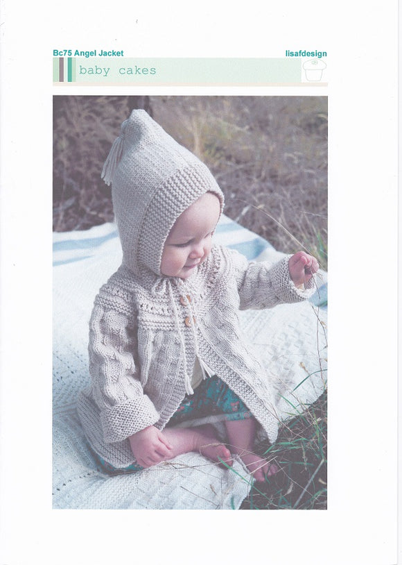 Baby Cakes Knitting Pattern 75 - Angel Jacket for ages 0-24 months in 8-ply / DK