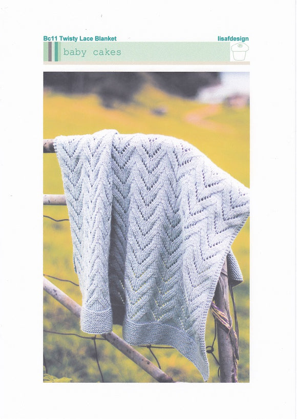Baby Cakes Knitting Pattern 11 - Twisty Lace Blanket in 8-ply / DK