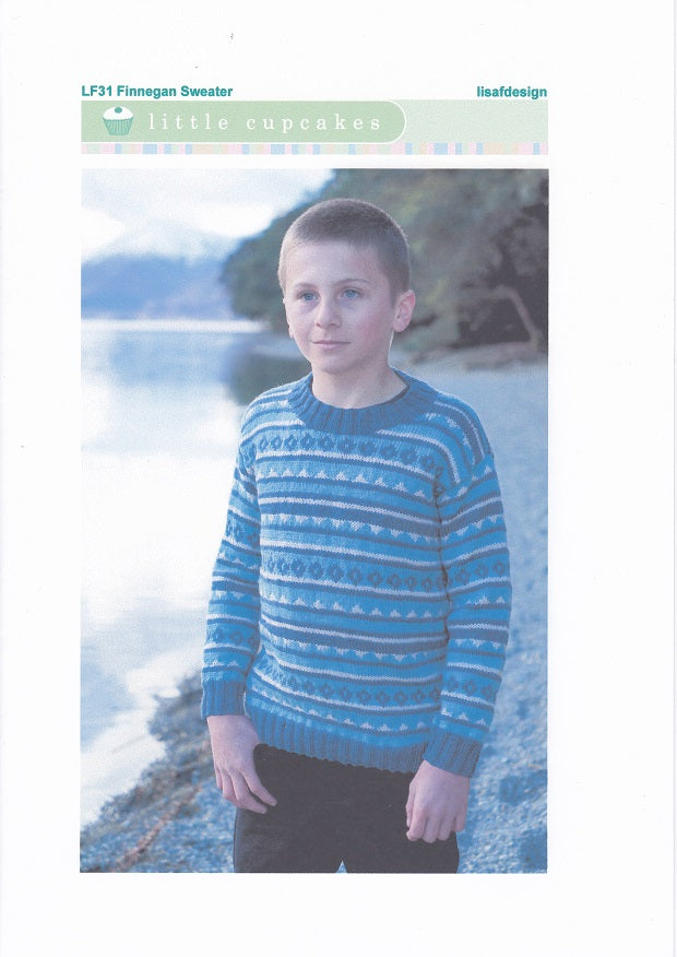 Lisa F Design Knitting Pattern 31 - Finnegan Sweater for ages 1-10 years in 8-ply / DK