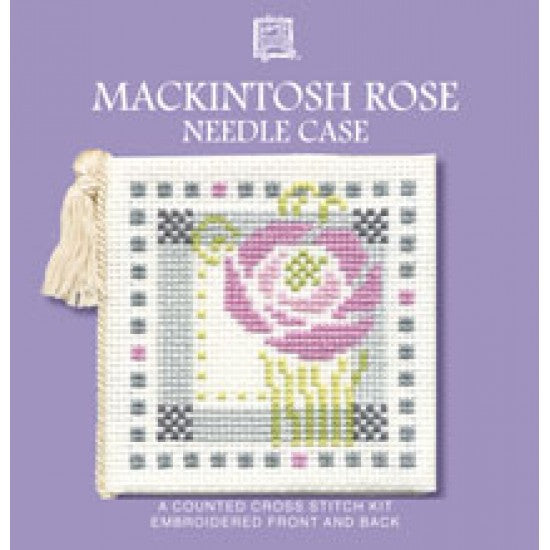 British Textile Heritage Cross-stitch Needlecase kit - Mackintosh Rose