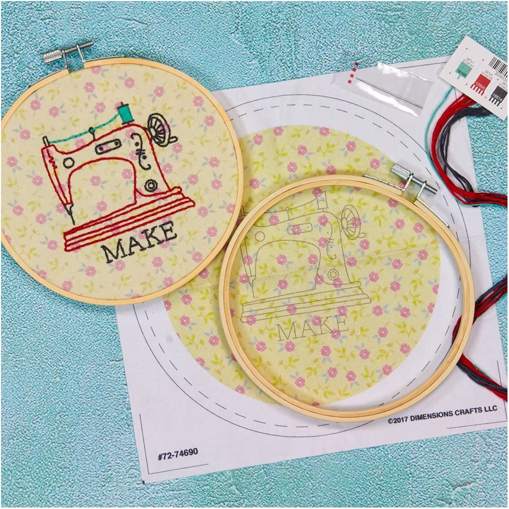 Dimensions Quick Embroidery Kit with Bamboo Hoop - Make (includes hoop!)