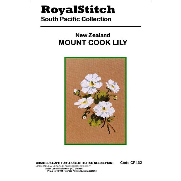 Cross-stitch chart - Royal Stitch New Zealand Mount Cook Lily