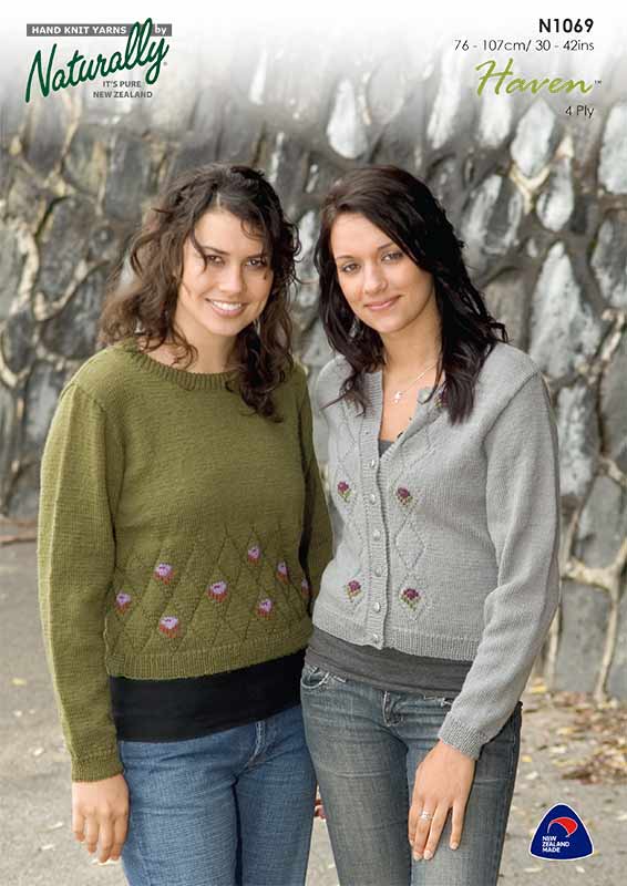 Naturally Knitting Pattern N1069 - Ladies Contemporary Textured Pullover and Cardigan in 4-ply / Fingering weight