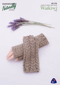 Naturally Knitting Pattern N1175 - Ladies Fingerless Mitts in 4-ply / Fingering weight