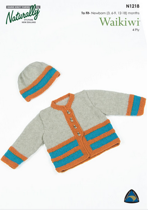 Naturally Knitting Pattern N1218 - Baby's Jacket and Hat in 4-ply / Fingering for ages Newborn to 18 months
