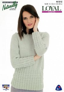 Naturally Knitting Pattern N1312 - Ladies Pullover with crew neck in 14-ply / Chunky