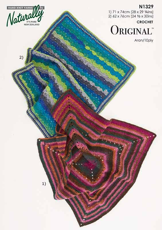 Naturally Crochet Pattern N1329 - Baby Blanket / Throw in 10-ply / Worsted-weight