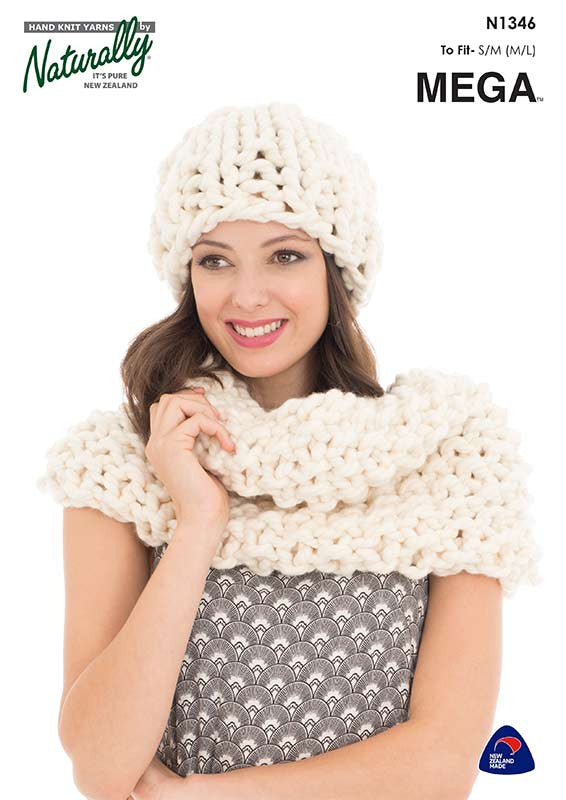Naturally Knitting Pattern N1346 - Ladies Hat and Scarf in Super Chunky
