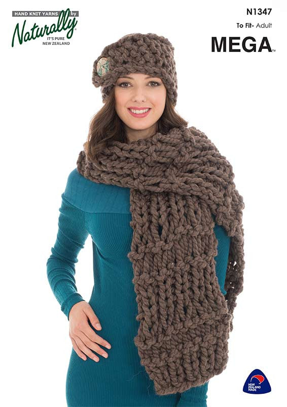 Naturally Knitting Pattern N1347 - Ladies Headband and Scarf in Super Chunky