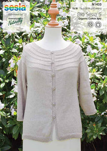 Naturally Knitting Pattern N1433 - Ladies Short Sleeved Summer Cardi in 4-ply / Fingering Cotton