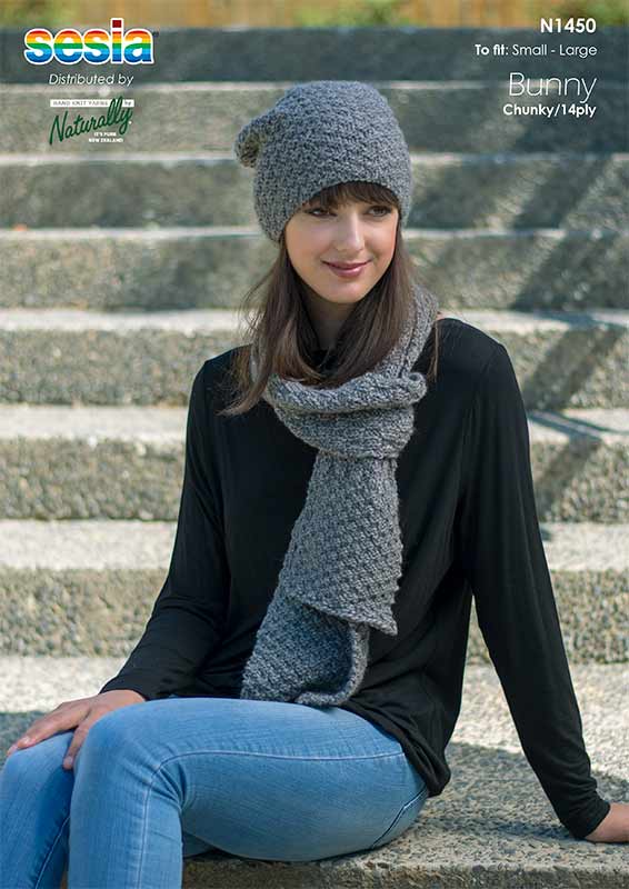 Naturally Knitting Pattern N1450 - Ladies Hat and Scarf in 14-ply / Chunky weight