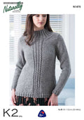 Naturally Knitting Pattern N1475 - Ladies High-neck Pullover with Cables in 12-ply / Aran weight