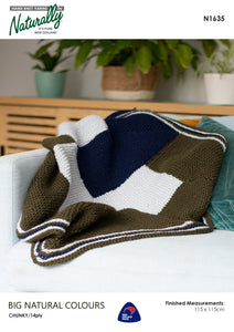 Naturally Knitting Pattern N1635 - Throw with Checkerboard Pattern in 14-ply / Chunky