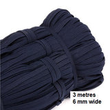Elastic - Band 3 metre by 6 mm wide pack, in assorted colours