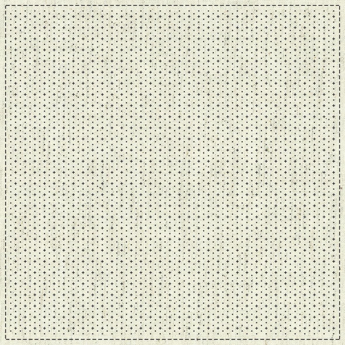 Sashiko Pre-printed Cloth Panel - Hitome-Zashi Oblique Grid 2 - Printed Grid on Natural Greige-Off-white