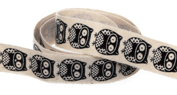Ribbons - Owls in Red or Black on a natural background
