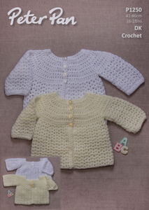Peter Pan Crochet Pattern P1250 - Babys Crocheted Matinee Jackets in 8-ply / DK