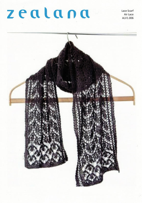 Zealana Knitting Pattern - Air Lace Scarf
