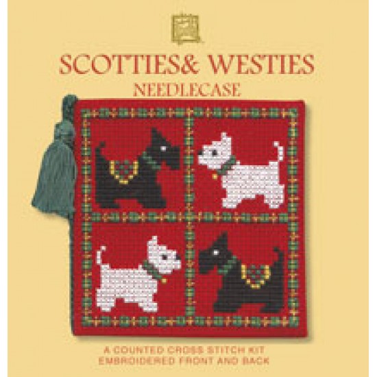 British Textile Heritage Cross-stitch Needlecase kit - Scotties & Westies
