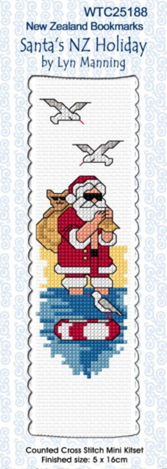 CraftCo Cross-stitch bookmark kit - Santa's NZ Holiday