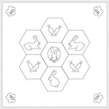 A pre-printed cotton fabric panel with a geometric pattern featuring rabbit designs, intended for Sashiko stitching.