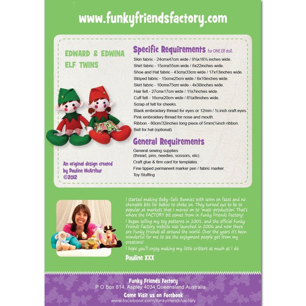 Funky Friends Soft Toy Pattern - Edward and Edwina Christmas Elves