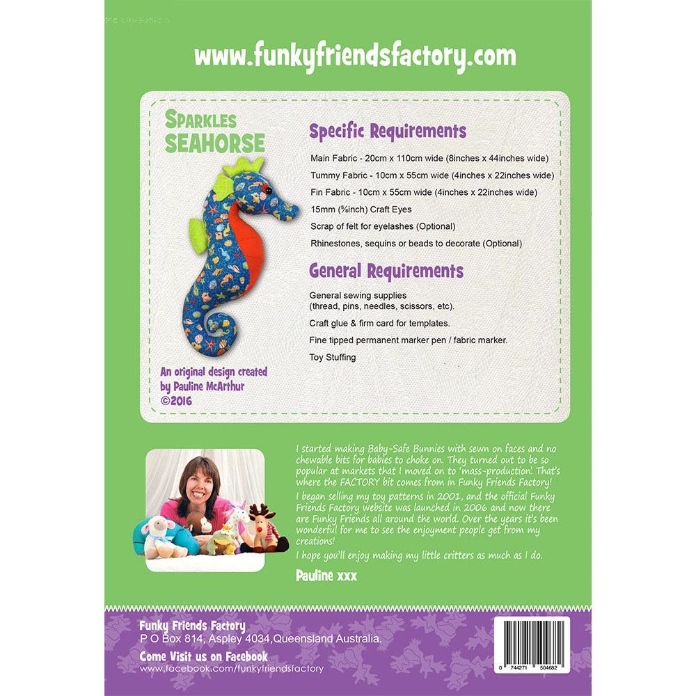 Funky Friends Soft Toy Pattern - Sparkles Seahorse