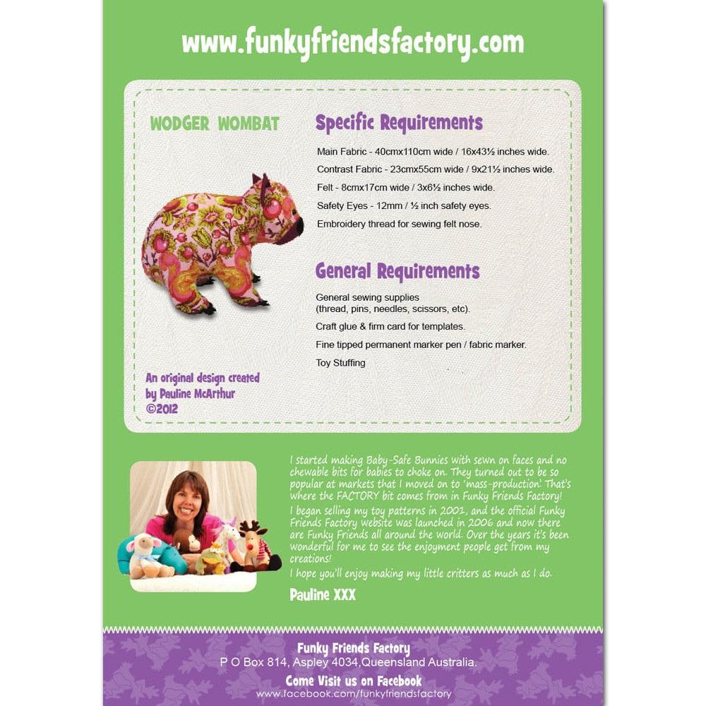 Funky Friends Soft Toy Pattern - Wodger Wombat