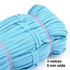 Elastic - Band 3 metre by 6 mm wide pack, in assorted colours