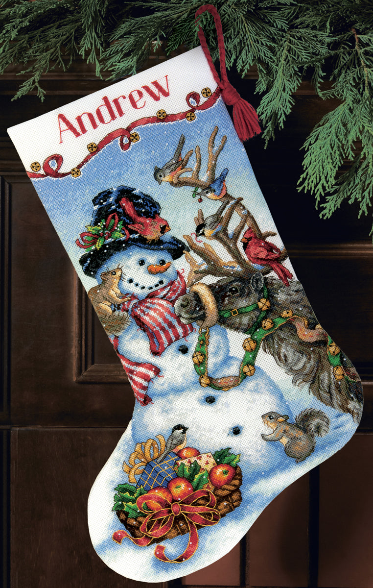 Dimensions Gold Counted Cross Stitch Kit - Christmas Stocking Snowman Gathering