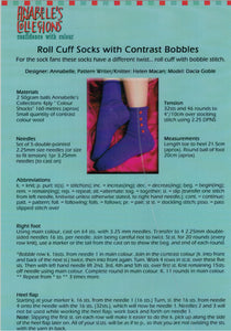 Annabelle's Knitting Pattern - Roll Cuff Socks with Contrast Bobbles