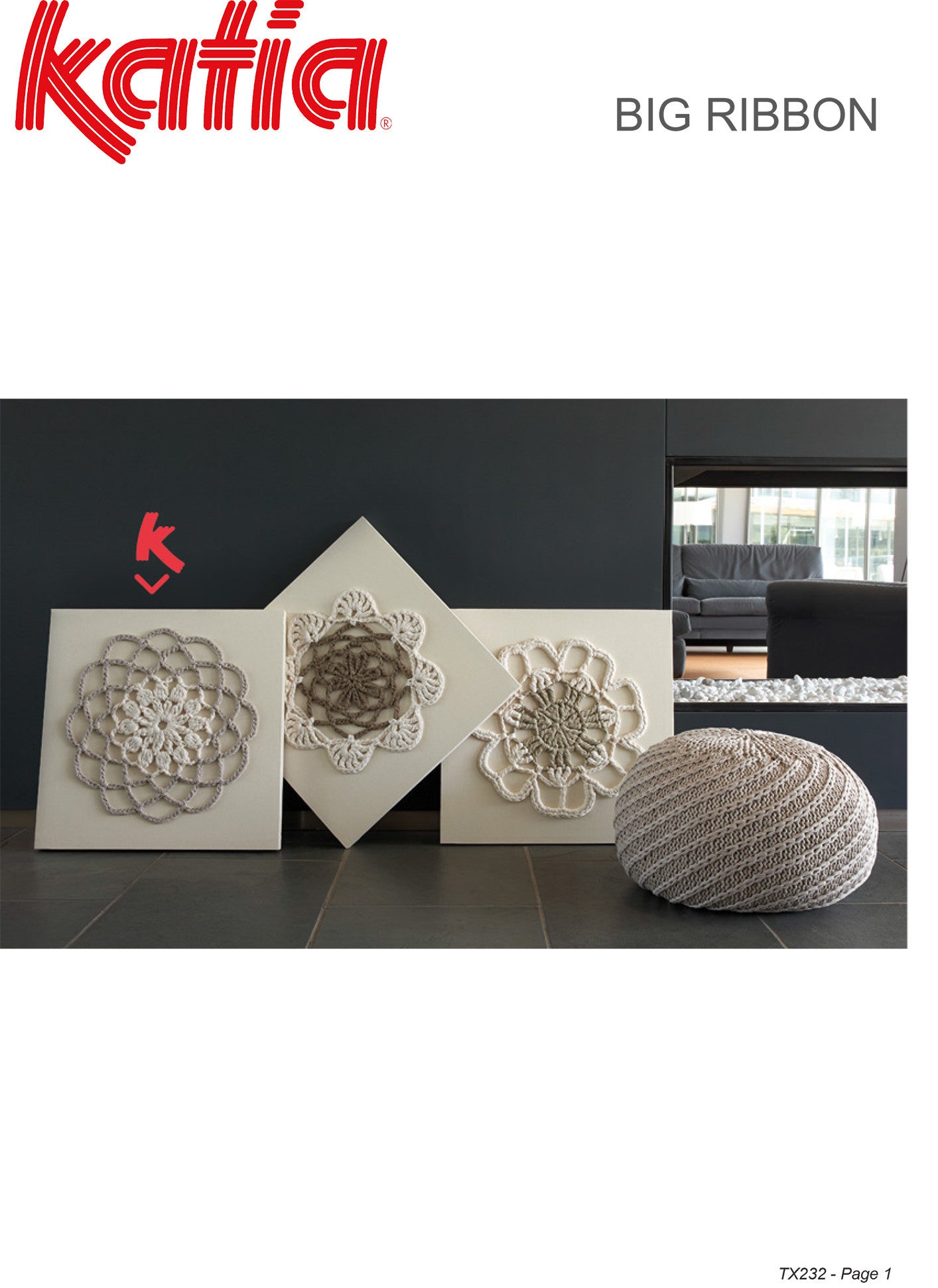 Katia TX232 - Crochet Wall Hanging & Knitted Pebble in Super Chunky Yarn